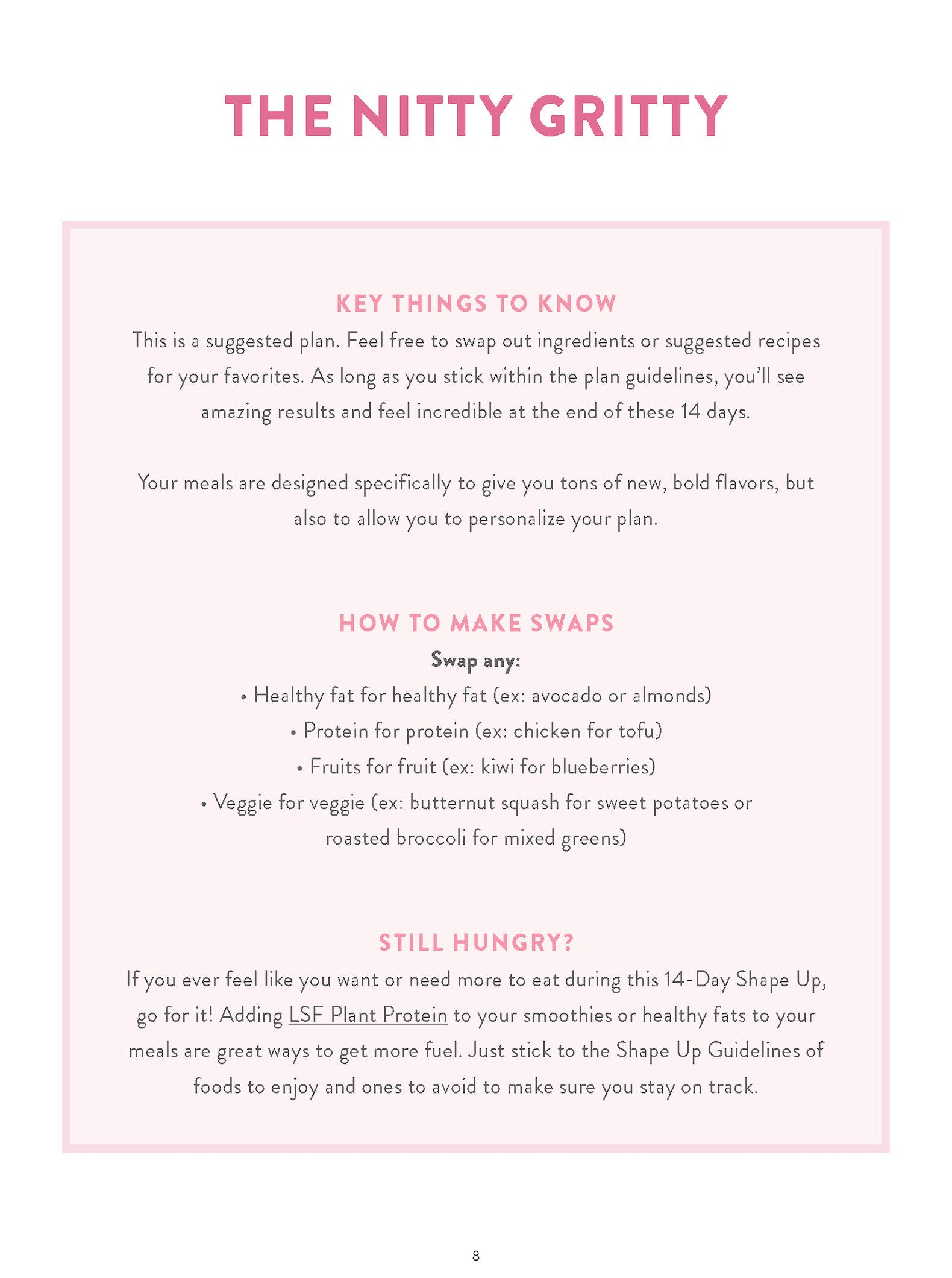 14 Day Shape Up Meal Plan